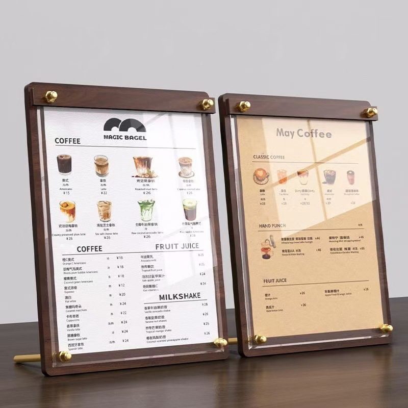 Coffee Tea Shop - Custom A4/A5 Acrylic Wood Grain Menu