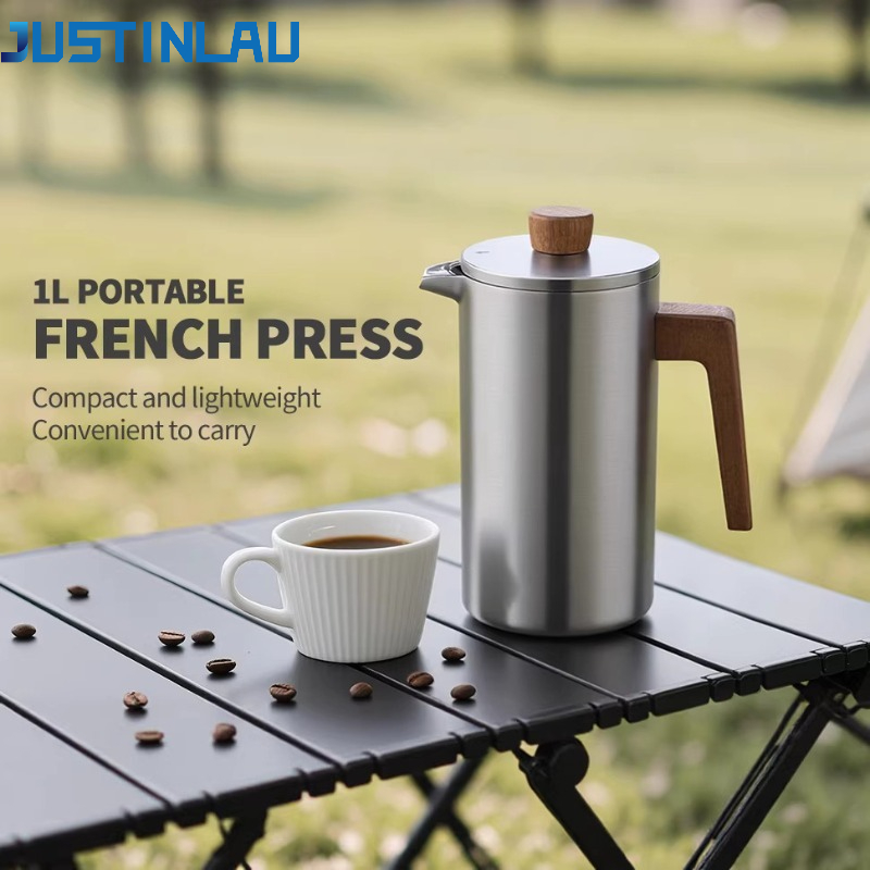 Coffee Tea Pots - JUSTINLAU 1000ml Stainless Steel French Press