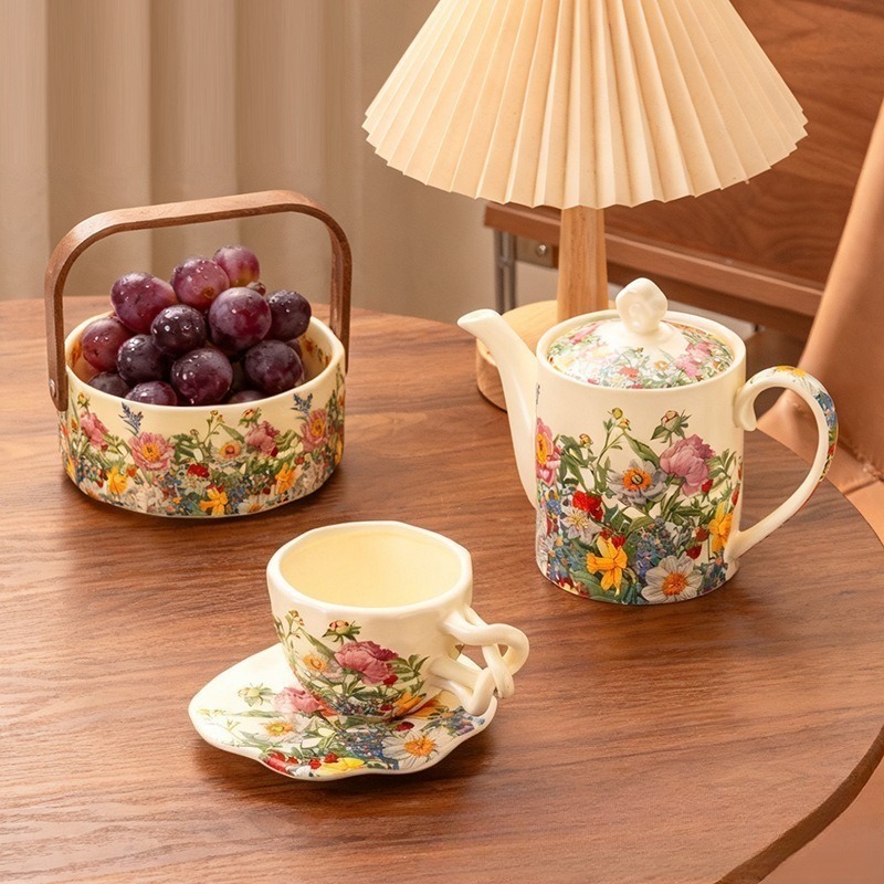 European Vintage Floral Cerami - Coffee Tea Gift Basket review and price